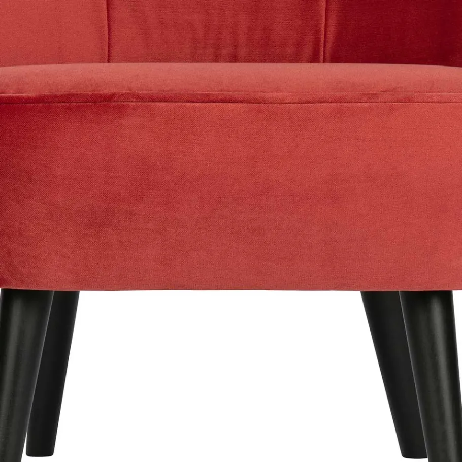 Outlet Wohnen Retro Samtsessel in Rot & Schwarz - Dumarkus