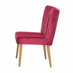 Wohnen Retro Samtstuhl in Pink Kathyn mit Holzbeinen Eiche (2er Set)