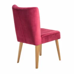 Wohnen Retro Samtstuhl in Pink Kathyn mit Holzbeinen Eiche (2er Set)