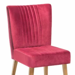 Wohnen Retro Samtstuhl in Pink Kathyn mit Holzbeinen Eiche (2er Set)
