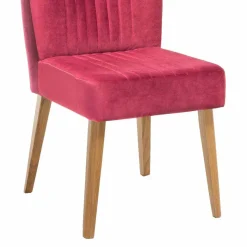 Wohnen Retro Samtstuhl in Pink Kathyn mit Holzbeinen Eiche (2er Set)