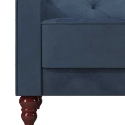Best Wohnen Retro Schlafsofa in Blau und Nussbaum Braun - Ziovarica
