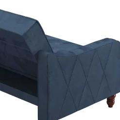 Best Wohnen Retro Schlafsofa in Blau und Nussbaum Braun - Ziovarica