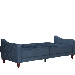 Best Wohnen Retro Schlafsofa in Blau und Nussbaum Braun - Ziovarica