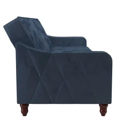 Best Wohnen Retro Schlafsofa in Blau und Nussbaum Braun - Ziovarica