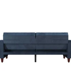 Best Wohnen Retro Schlafsofa in Blau und Nussbaum Braun - Ziovarica