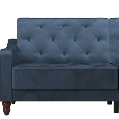 Best Wohnen Retro Schlafsofa in Blau und Nussbaum Braun - Ziovarica