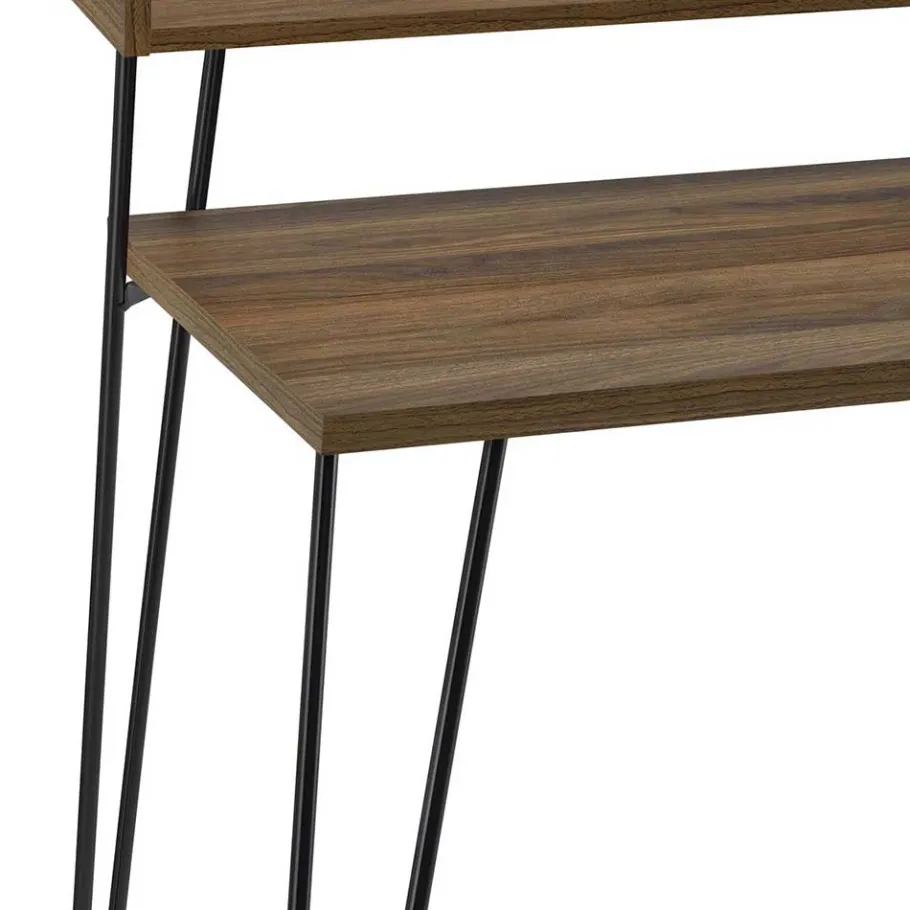 Discount Wohnen Retro Schreibtisch in Walnuss Optik & Schwarz - Filumenta