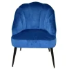 Best Wohnen Retro Sessel in Blau Samt & Schwarz - Didesco