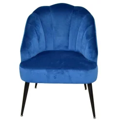 Best Wohnen Retro Sessel in Blau Samt & Schwarz - Didesco