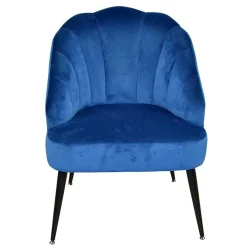 Best Wohnen Retro Sessel in Blau Samt & Schwarz - Didesco