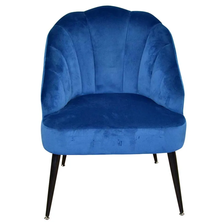 Best Wohnen Retro Sessel in Blau Samt & Schwarz - Didesco