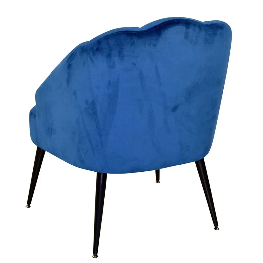 Best Wohnen Retro Sessel in Blau Samt & Schwarz - Didesco