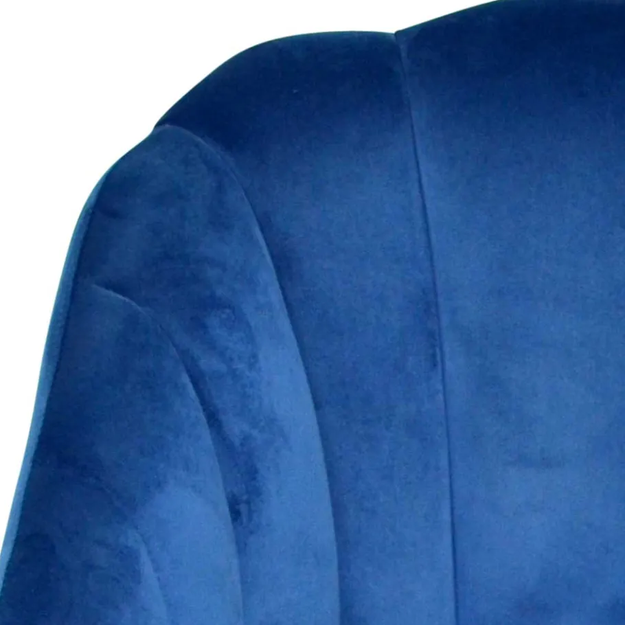 Best Wohnen Retro Sessel in Blau Samt & Schwarz - Didesco