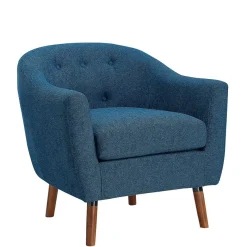 Best Wohnen Retro Sessel in Blau und Walnuss Braun - Enlina