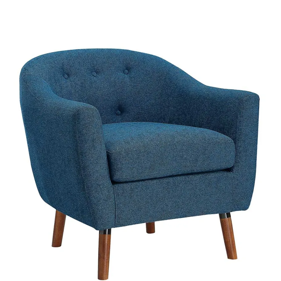 Best Wohnen Retro Sessel in Blau und Walnuss Braun - Enlina