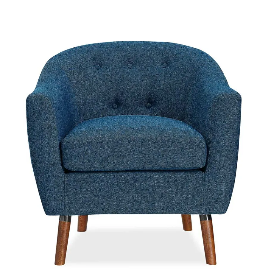 Best Wohnen Retro Sessel in Blau und Walnuss Braun - Enlina