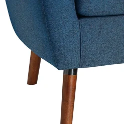 Best Wohnen Retro Sessel in Blau und Walnuss Braun - Enlina