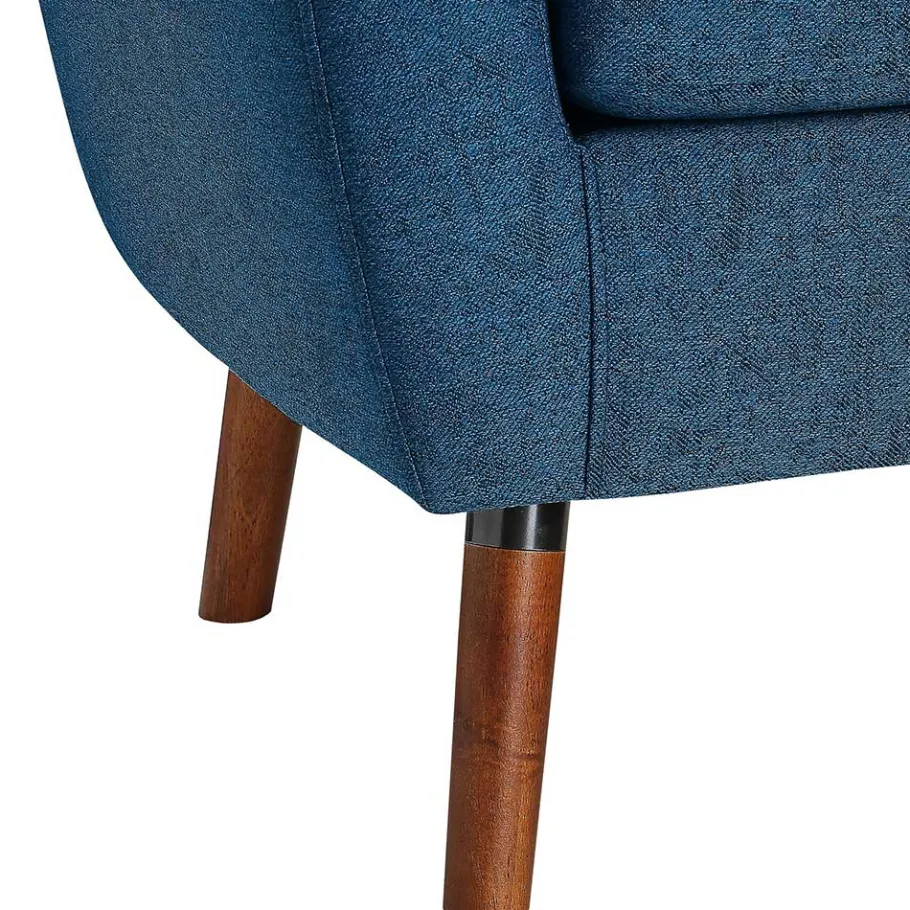 Best Wohnen Retro Sessel in Blau und Walnuss Braun - Enlina