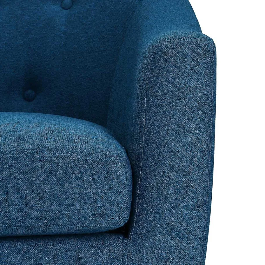 Best Wohnen Retro Sessel in Blau und Walnuss Braun - Enlina