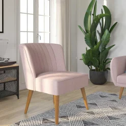 Sale Wohnen Retro Sessel in Rosa und Holz Natur - Panien