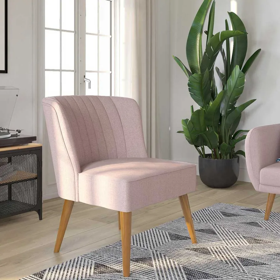 Sale Wohnen Retro Sessel in Rosa und Holz Natur - Panien