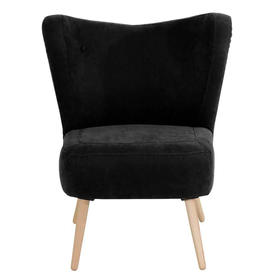 Online Wohnen Retro Sessel in Schwarz Velours - Kerou