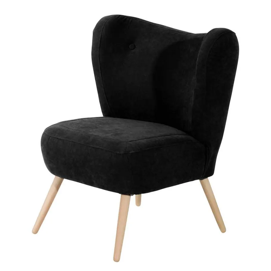 Online Wohnen Retro Sessel in Schwarz Velours - Kerou