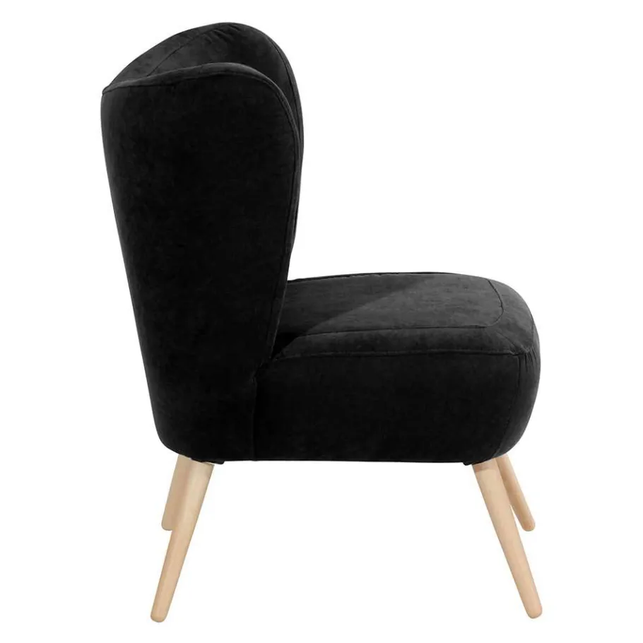 Online Wohnen Retro Sessel in Schwarz Velours - Kerou