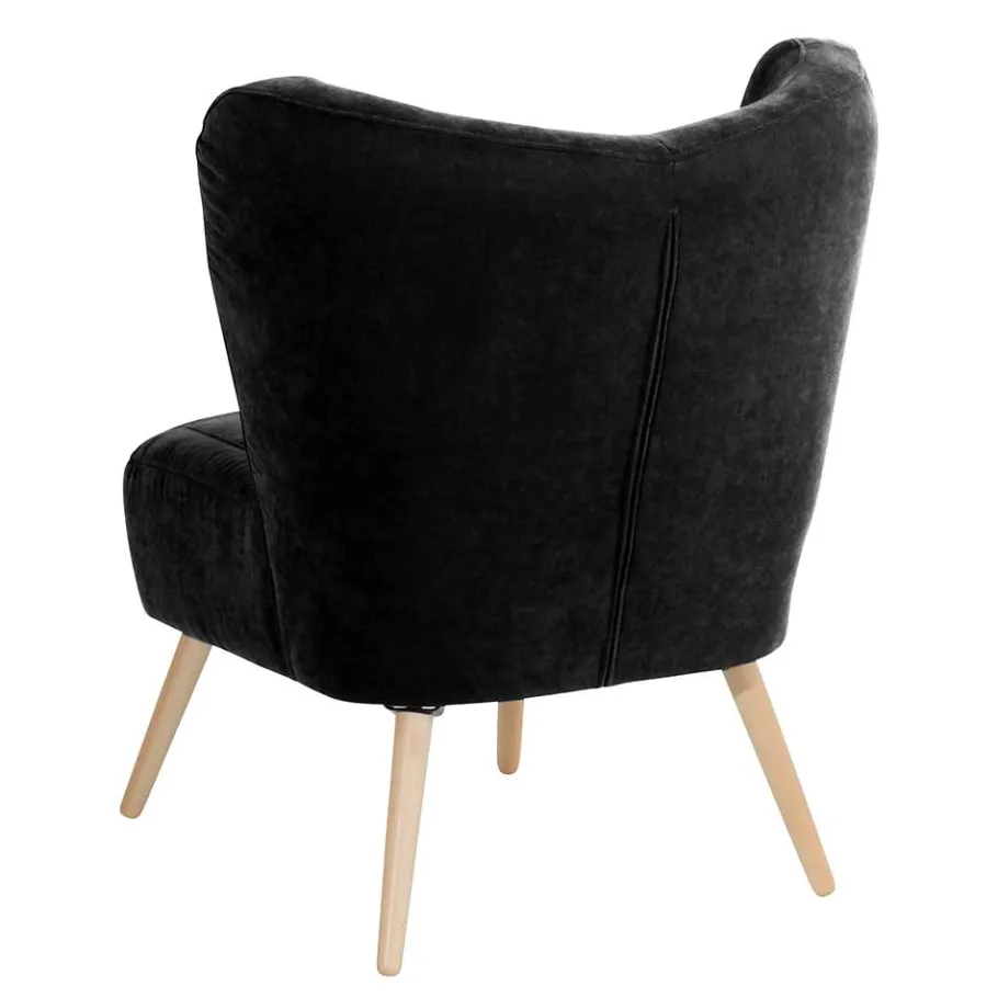 Online Wohnen Retro Sessel in Schwarz Velours - Kerou