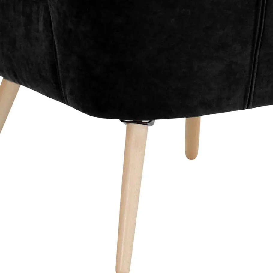 Online Wohnen Retro Sessel in Schwarz Velours - Kerou