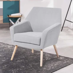 Discount Wohnen Retro Sessel in Silbergrau Velours - Desaros