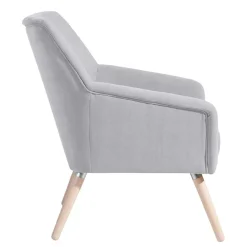 Discount Wohnen Retro Sessel in Silbergrau Velours - Desaros