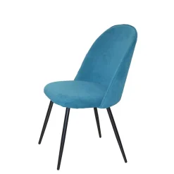 Hot Wohnen Retro Stühle in Petrol Blau Samt - Alayn (4er Set)