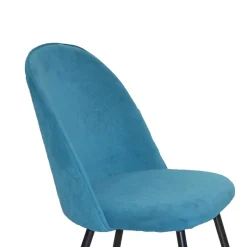 Hot Wohnen Retro Stühle in Petrol Blau Samt - Alayn (4er Set)