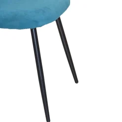 Hot Wohnen Retro Stühle in Petrol Blau Samt - Alayn (4er Set)