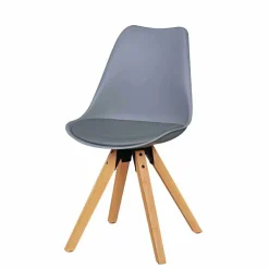 New Wohnen Retro Stühle Tadella in Grau mit Holz (2er Set)