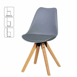New Wohnen Retro Stühle Tadella in Grau mit Holz (2er Set)