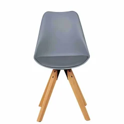 New Wohnen Retro Stühle Tadella in Grau mit Holz (2er Set)