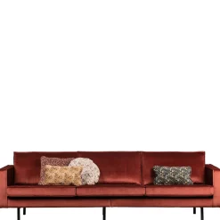 Sale Wohnen Retro Stil Polstersofa in Rotbraun Samt - Enzing