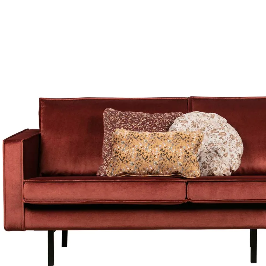 Sale Wohnen Retro Stil Polstersofa in Rotbraun Samt - Enzing