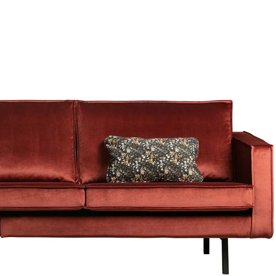 Sale Wohnen Retro Stil Polstersofa in Rotbraun Samt - Enzing