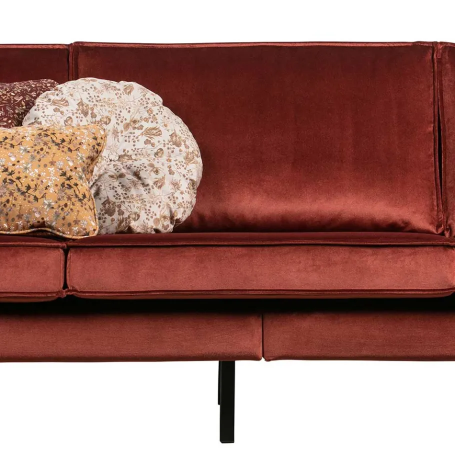 Sale Wohnen Retro Stil Polstersofa in Rotbraun Samt - Enzing
