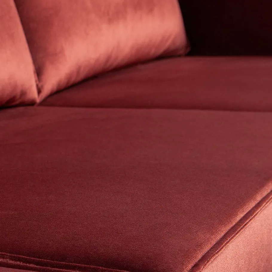 Sale Wohnen Retro Stil Polstersofa in Rotbraun Samt - Enzing