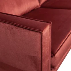 Sale Wohnen Retro Stil Polstersofa in Rotbraun Samt - Enzing