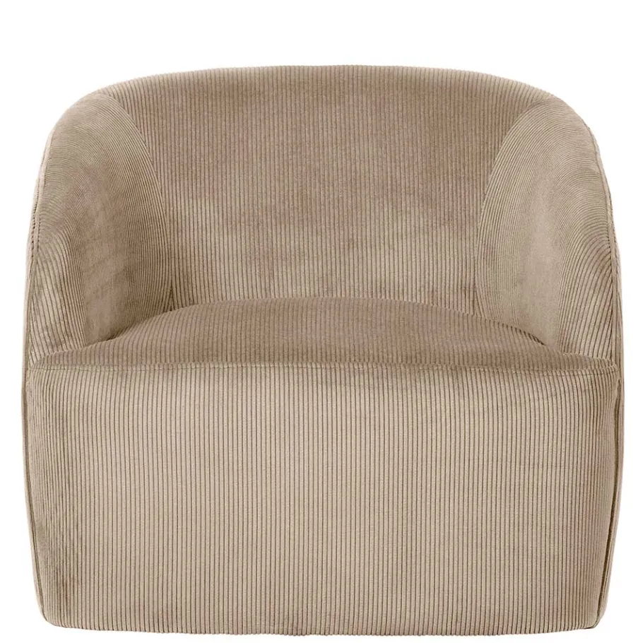 New Wohnen Retro Style Cord Sessel in Beige - Evilla