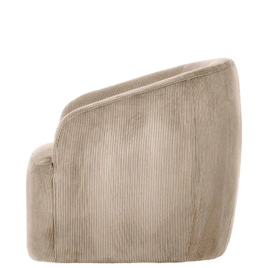 New Wohnen Retro Style Cord Sessel in Beige - Evilla