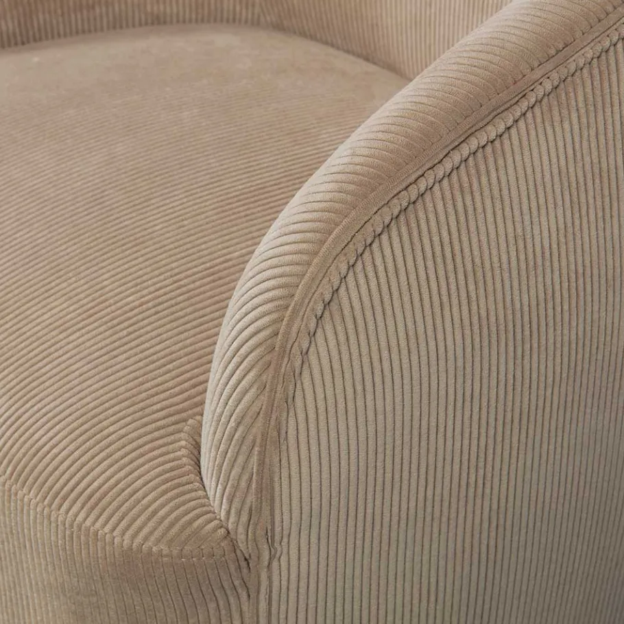 New Wohnen Retro Style Cord Sessel in Beige - Evilla