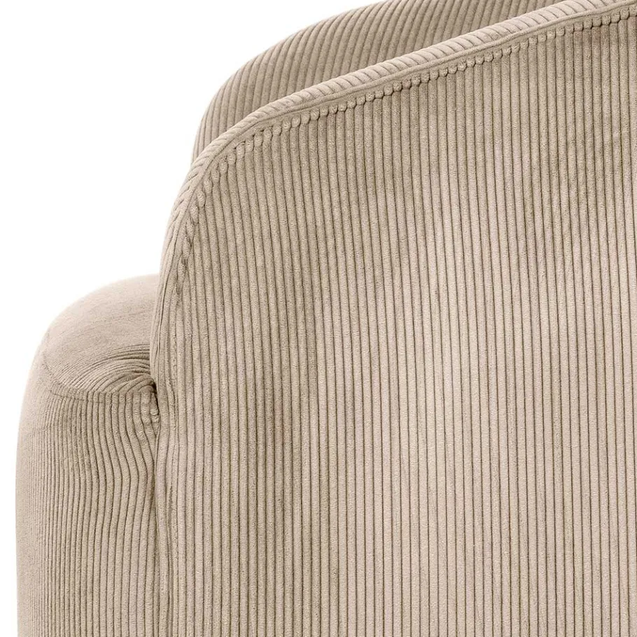 New Wohnen Retro Style Cord Sessel in Beige - Evilla