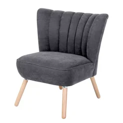 New Wohnen Retro Style Sessel in Anthrazit Velours - Valentino